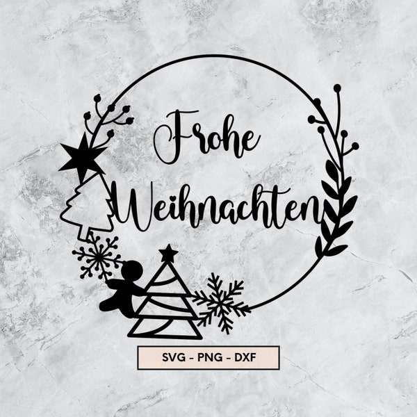 Frohe Weihnachten Plotter File, Plotterdatei Weihnachten, SVG, PNG, DXF, Christmas