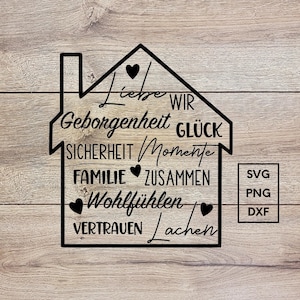 Zuhause Plotterdatei, Herzlich Willkommen, plotting bundle home, SVG, PNG, DXF, Familie, Plotter File