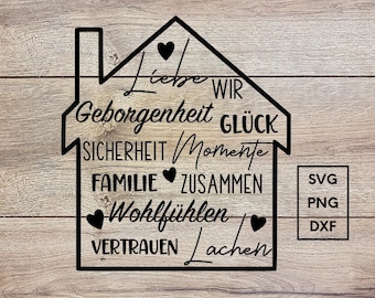 Zuhause Plotterdatei, Herzlich Willkommen, plotting bundle home, SVG, PNG, DXF, Familie, Plotter File