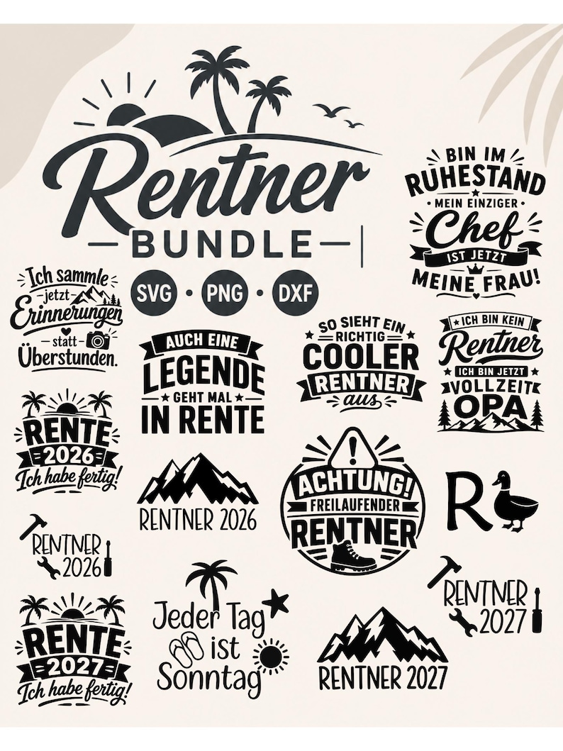 German Retirement SVG Bundle: Funny Sayings, Retirement Files (svg, png, dxf) image 1