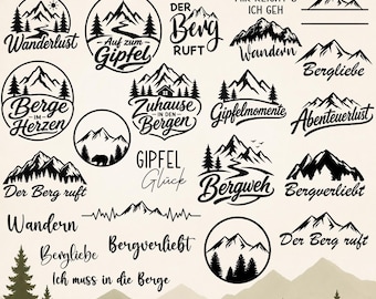 Berge SVG Bundle | 20+ Plotterdatei Hiking Designs, Cricut & Silhouette Files (Digital Download)