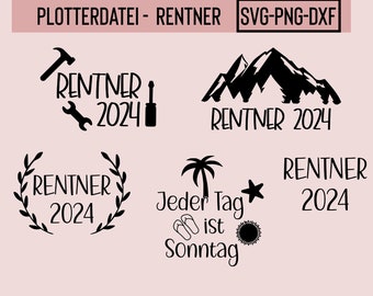Plotterdatei Rentner, SVG, PNG, DXF, Sofort Download, Ruhestand