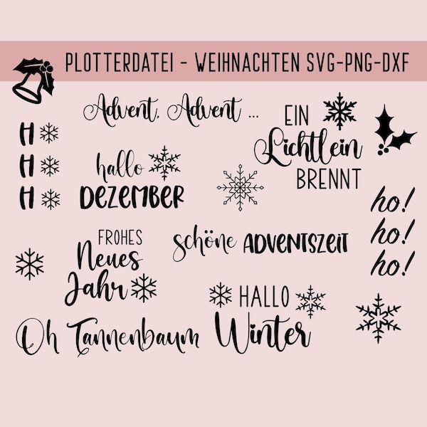 Frohe Weihnachten Plotter File, Plotterdatei Weihnachten, SVG, PNG, DXF, Frohes Fest, Dezember, Neues Jahr