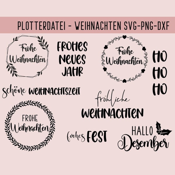 Frohe Weihnachten Plotter File, Plotterdatei Weihnachten, SVG, PNG, DXF, Frohes Fest, Dezember, Neues Jahr