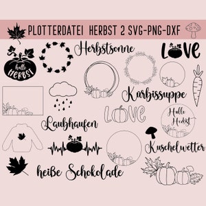Herbst Plotterdatei, Herbstliebe SVG, DXF, PNG, Sofort Download