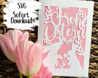 Frohe Ostern Karte, SVG, Ostergruß, Osterkarte, Basteln, DIY Ostern, Handgemacht, Frühling