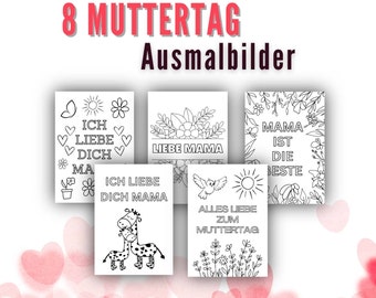 Ausmalbilder zum Muttertag, Beste Mama, Geschenk für Mama, Weltbeste Mama, Muttertag Geschenk, Valentinstag
