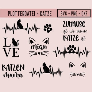 Katze Plotterdatei, Miau, Katzen Liebe, svg, png, dxf, Katze, Plotterdatei, Plotter File