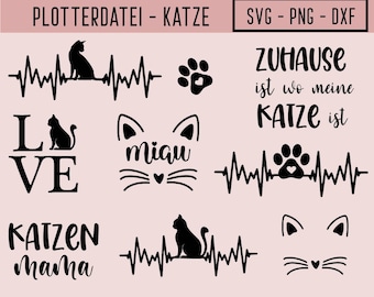 Katze Plotterdatei, Miau, Katzen Liebe, svg, png, dxf, Katze, Plotterdatei, Plotter File