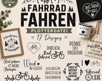 Rad fahren Plotterdatei, Fahrrad, SVG, PNG,DXF Sofort Download