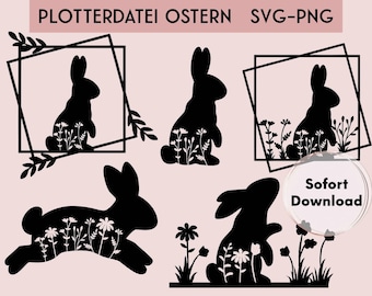 Frohe Ostern Plotter Datei, Plotter File SVG PNG, Plotterdatei Ostern, Osterhase, Frühling Plotterdatei, Deutsche Ostern Plotterdatei Bundle