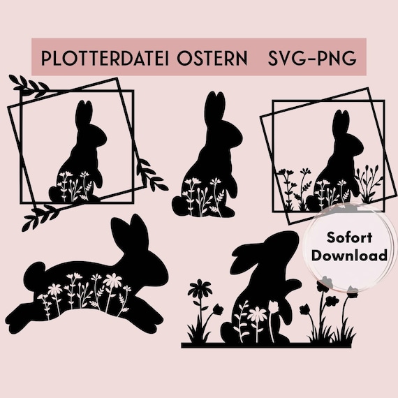 Frohe Ostern Plotter Datei, Plotter File SVG PNG, Plotterdatei Ostern, Osterhase, Frühling Plotterdatei, Deutsche Ostern Plotterdatei Bundle
