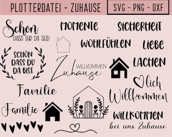 Zuhause Plotterdatei, Herzlich Willkommen, plotting bundle home, SVG, PNG, DXF, Familie, Plotter File