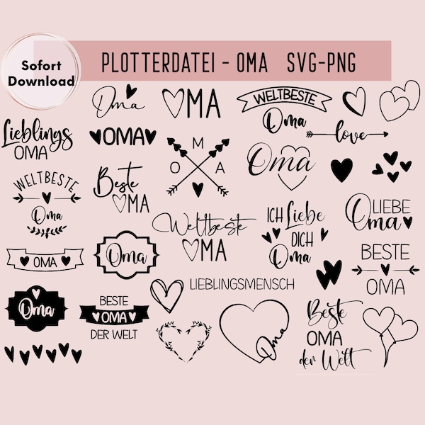 Oma Plotter Datei, Plotter File SVG PNG, Plotterdatei Oma, Beste Oma, svg bundle, plotter