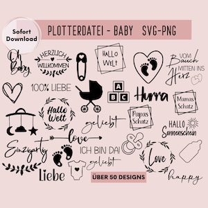 Baby Plotterdatei, Plotter File SVG, Plotting Bundle, Babyparty PNG, Plotter