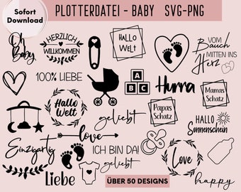 Baby Plotterdatei, Plotter File SVG, Plotting Bundle, Babyparty PNG, Plotter