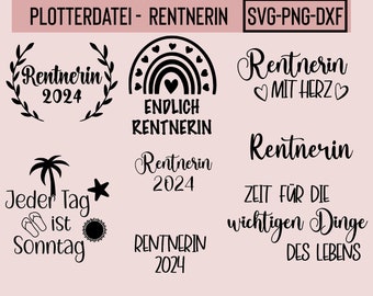 Plotterdatei Rentnerin, SVG, PNG, DXF, Sofort Download, Ruhestand