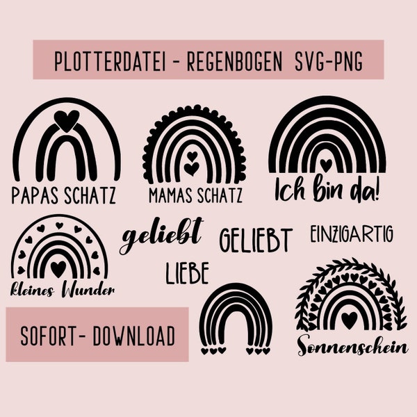 Regenbogen Plotterdatei, Baby Plotterdatei, svg, png, Sofort Download