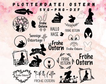 Plotterdatei Ostern, Arquivo Plotter de Páscoa, Cricut, Silhueta, Feliz Páscoa, Corte a Laser, Faça Você Mesmo, Pacote Deutsche Ostern Plotterdatei
