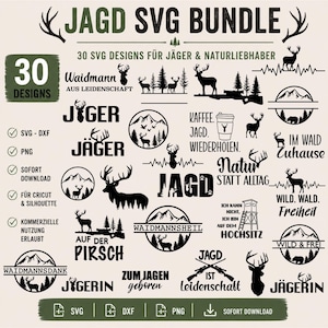 Hunting SVG Bundle | 30 Deer, Forest, Dog Designs (Digital Download)