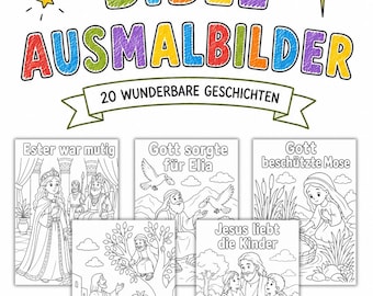 20 Bibel Ausmalbilder Kinder PDF | Bibelgeschichten zum Ausmalen | Christliche Malvorlagen | Sonntagsschule Kindergottesdienst