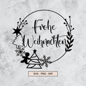 Arquivo de plotter Frohe Weihnachten, Plotterdatei Weihnachten, SVG, PNG, DXF, Natal