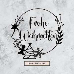 Frohe Weihnachten Plotter File, Plotterdatei Weihnachten, SVG, PNG, DXF, Christmas