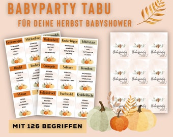 Baby Shower Taboo Game, 126 Terms, German (PDF Download)
