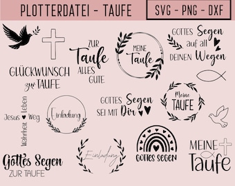 Taufe Plotterdatei, svg, png dxf, Sofort Download