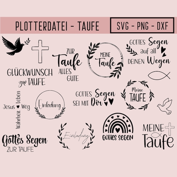Taufe Plotterdatei, svg, png dxf, Sofort Download