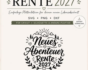 Plotterdatei Rente 2027 SVG | Ruhestand Abenteuer (svg, png, dxf)