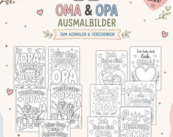 22 Oma & Opa Coloring Pages | Birthday Gift for Grandparents (Digital Download)