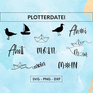 Plotterdatei Maritim, Moin, Plottervorlage, Seeluft, Meer, Sonne, SVG, DXF, PNG