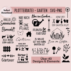 Garten Plotterdatei, SVG, PNG, Sofort Download, Plotter File, Plotting Bundle, Frühling Plotterdatei, Hallo Frühling