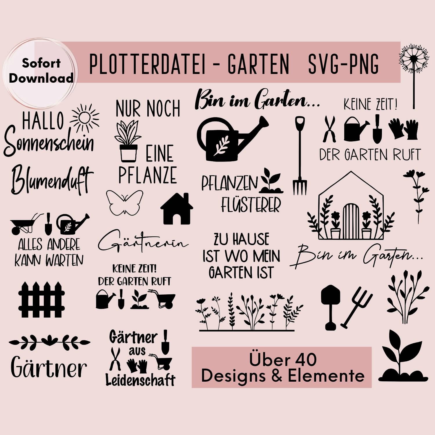 Garten Plotterdatei, SVG, PNG, Sofort Download, Plotter File, Plotting