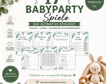 17 giochi per baby shower in formato PDF / Attività stampabili per feste (download digitale)
