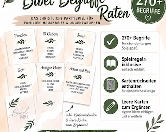 Bibel Spiel | 270+ Bibel Begriffe | Christliches Partyspiel | Jugendgruppe | Hauskreis | Bibel Quiz | Sofort Download PDF A4