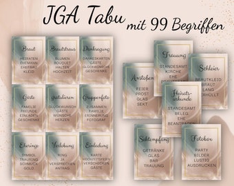 JGA Tabu, Hochzeits Tabu, JGA Spiel, Wörterraten, Junggesellinnenabschied, Perfekte JGA Spiel, Sofort Download
