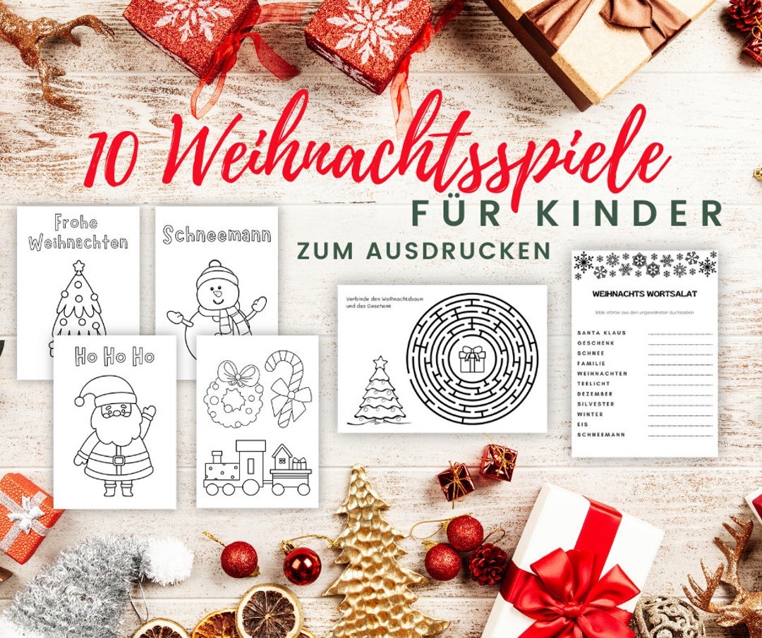 Spiele für Weihnachten zum Ausdrucken, Weihnachtsrätsel, Tolle  Beschäftigung für Kinder, A20 ode A20 Formatr   Etsy.de