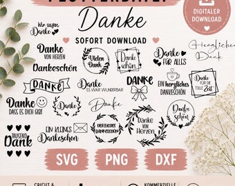 Danke SVG | Danke Plotterdatei | Thank You | Geschenk Aufkleber Datei | Cricut & Silhouette  | Laser Datei DXF PNG