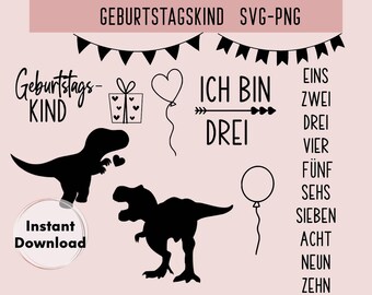 Geburtstags Plotterdatei, Dinosaurier svg, Geburtstagskind, Dino Geburtstag, Dino Motiv, Kindergeburtstag, Alles Gute, happy birthday