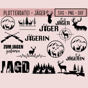 Plotterdatei Jagd, Jäger, SVG, PNG, DXF, Plotterdatei, Plotter-Bundle, Hirsch