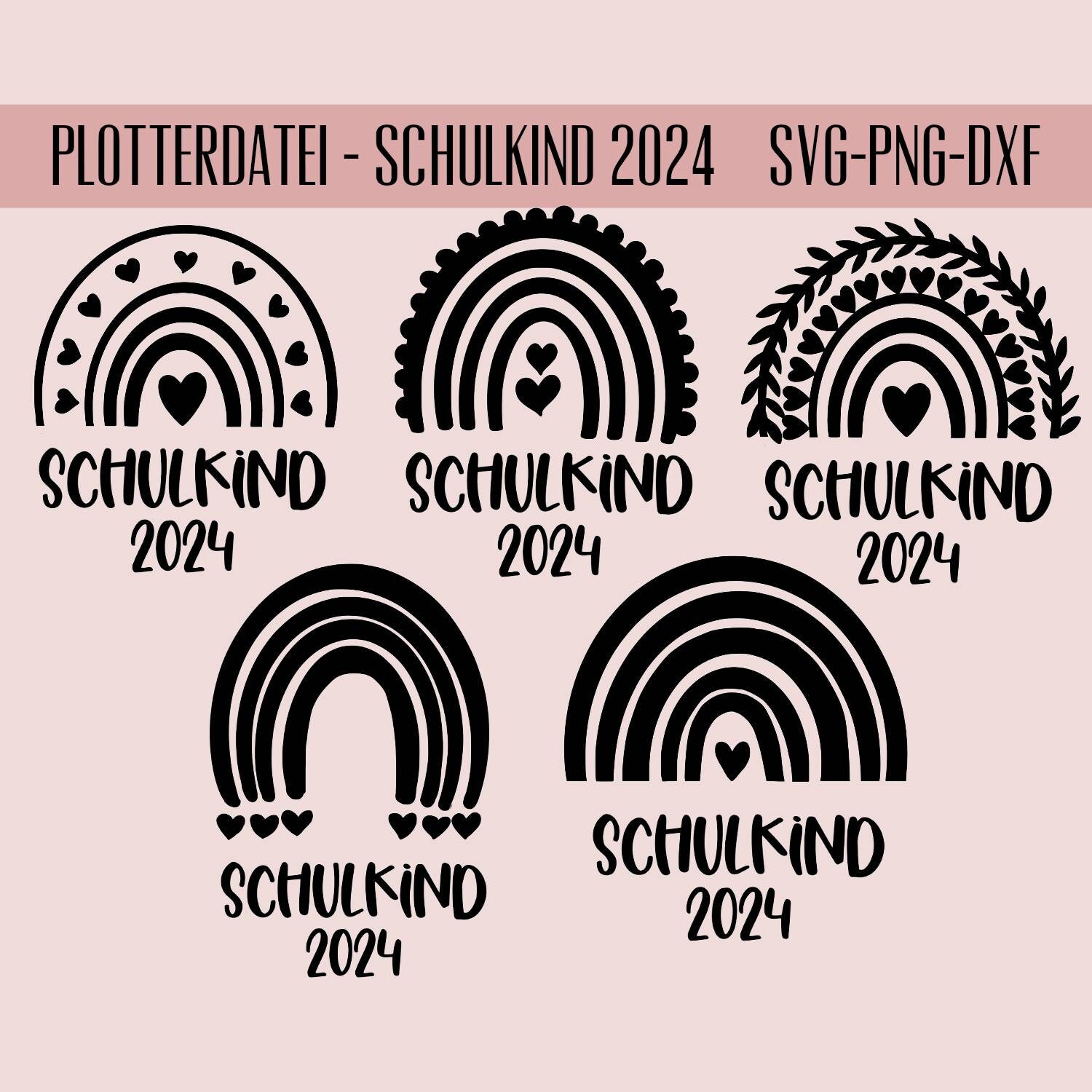 T-shirt Personalizzata 'Schulkind 2024' – Unicorno, Arcobaleno E Cuori – Per Bambina E Bambino – Prodotta In Germania, Certificata Oeko-Tex