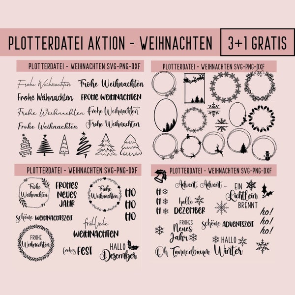 Frohe Weihnachten Plotter File, Plotterdatei Weihnachten, SVG, PNG, DXF, Christmas