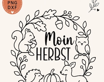 Moin Herbst Wreath SVG | Squirrel, Owl, Hedgehog, Deer (Digital Download)
