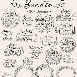 Bos- en paddenstoelen-SVG-bundel | Meer dan 20 bosontwerpen (digitale download)