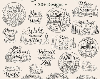 Forest and Mushroom SVG Bundle | 20+ Woodland Designs (Digital Download)