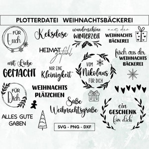 Weihnachtsbäckerei Plotterdatei, Frohe Weihnachten Plotter File, SVG, PNG, DXF, Christmas
