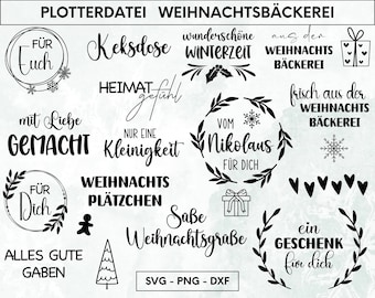 Weihnachtsbäckerei Plotterdatei, Frohe Weihnachten Plotter File, SVG, PNG, DXF, Christmas