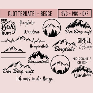Berge Plotterdatei,  SVG, PNG, DXF, Plotter File, Plotting Bundle, Wandern